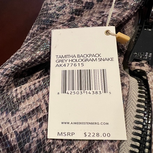 Aimee Kestenberg Tamitha Backpack Grey Hologram Snake *NWT* - Picture 3 of 6